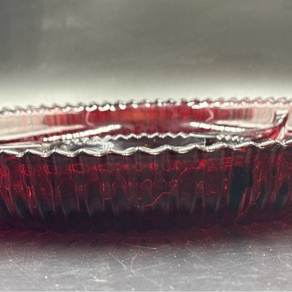 Celebrations by Mikasa “Holiday Flare”.  Cranberry Red Glass Divider Dish. - Picture 2 of 8
